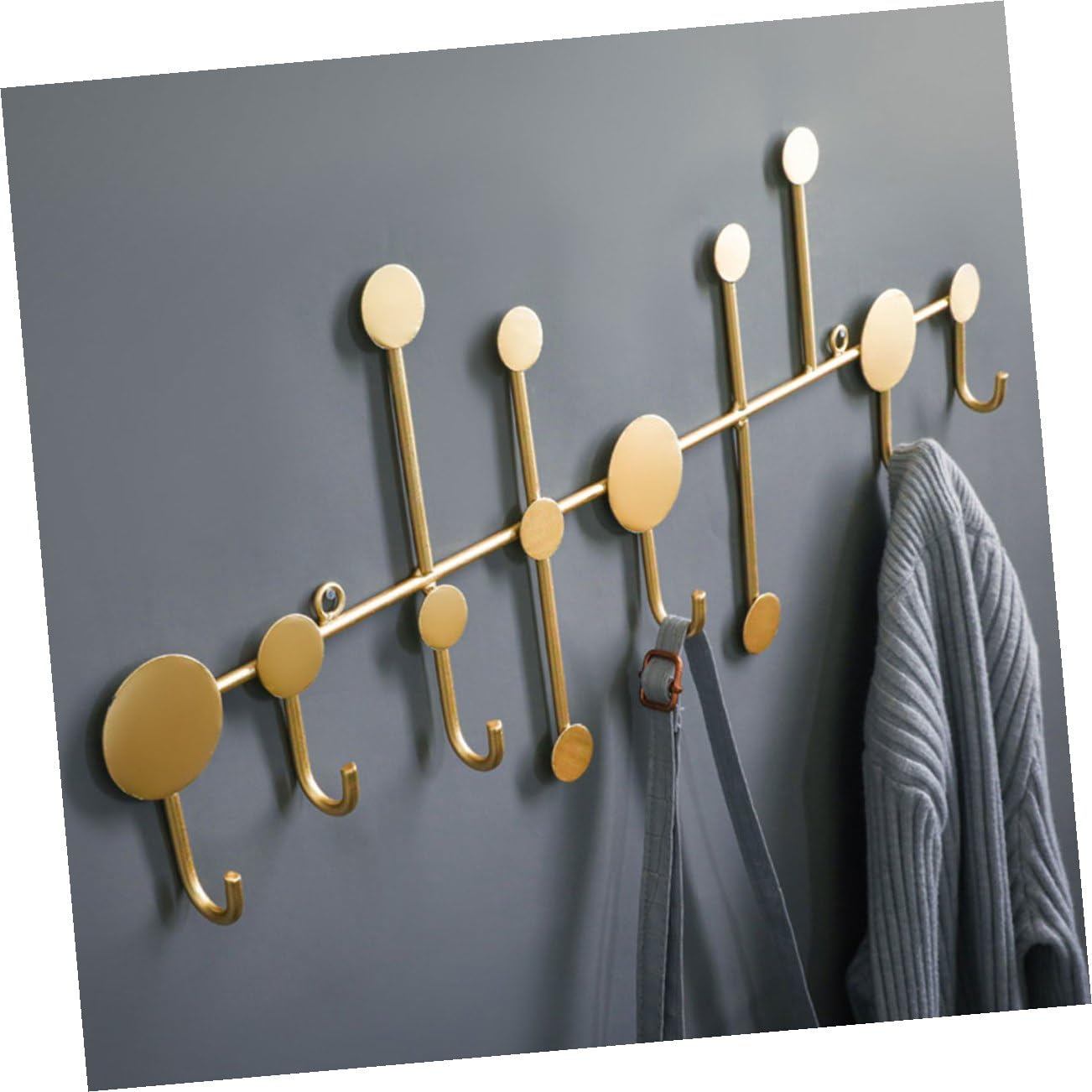 Zerodeko Dorado Gancho de Pared sin Perforaciones 6 Ganchos, de Hierro