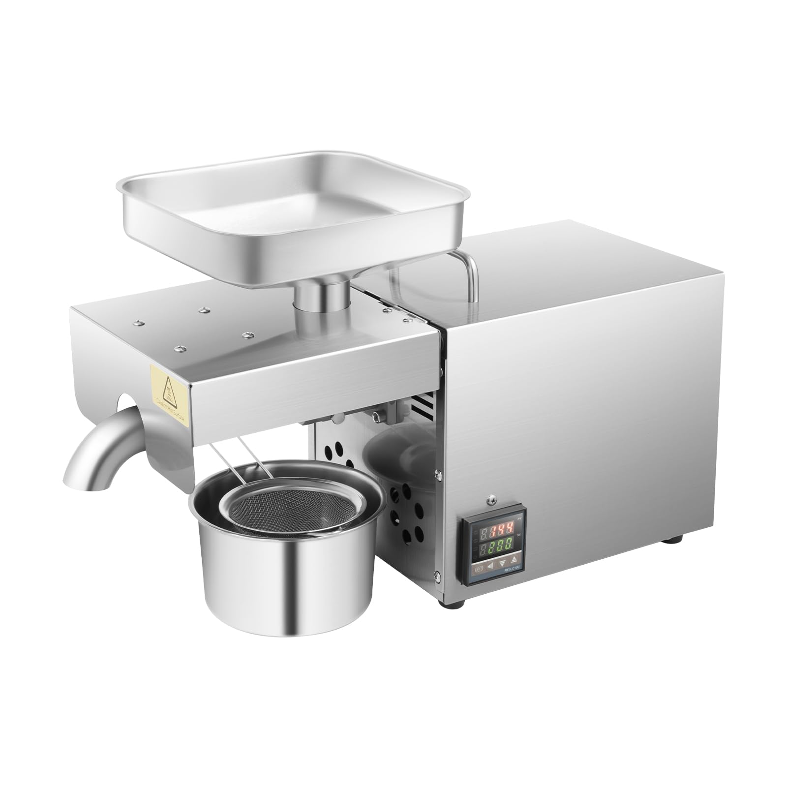 Oil Pressing Machine, Commercial Automatic Cold Hot Oil Presser Stainless Steel Intelligent Control Peanut Oil Pressing 110V 610W