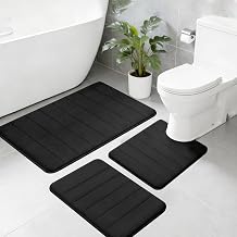 Funvalley Surperfect Bath Mat Set 3 Piece Bathroom Rugs with Non Slip Backing, Water Absorbent Soft Toilet Mat Machine Washable Shower Rug for Bathroom Floor