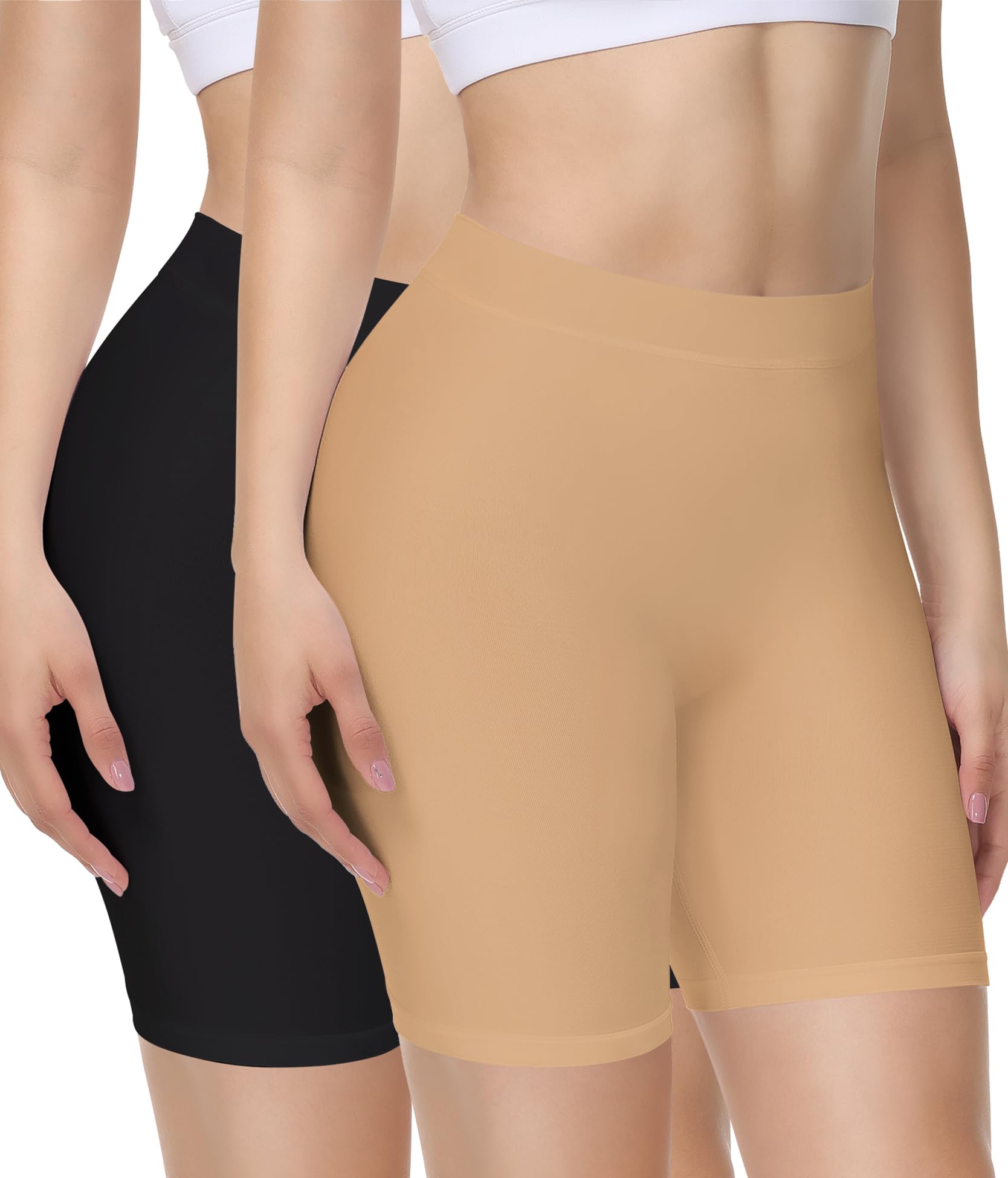 Yeblues Women 3 Pack Seamless Slip Shorts for Under Dress Smooth Boyshorts for Yoga/Bike/Workout Shapewear Shorts