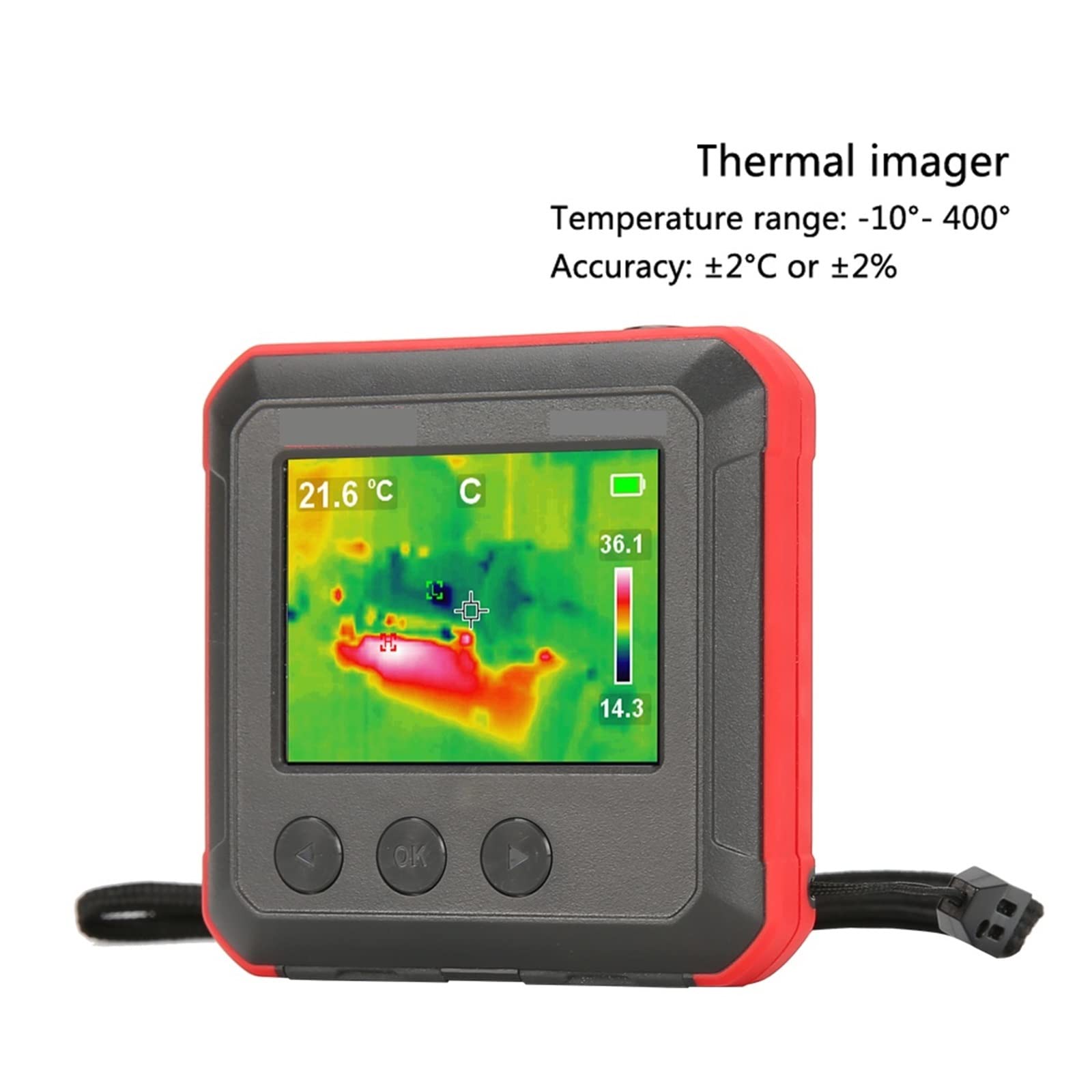 Termocamera portatile Termocamera con risoluzione 80 x 60, termocamera, schermo LCD da 2,4 pollici 320 * 240 pixel con analisi PC e registrazione video