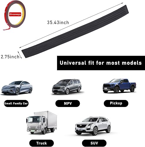 Miniatura 2 de Protector de parachoques trasero de automóvil, adhesivo de goma resistente a los arañazos, cubierta antideslizante para puerta del maletero,