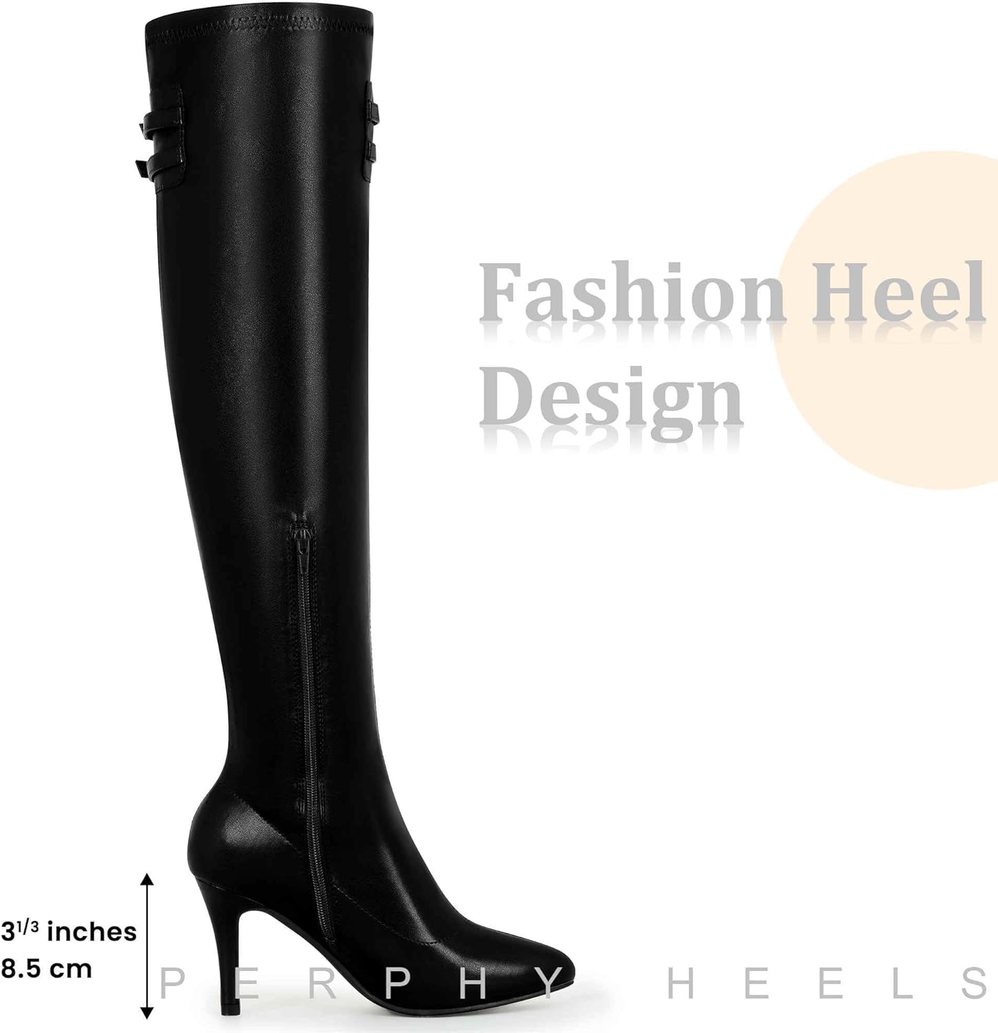 Perphy Pointed Toe Over the Knee High Zipper Stiletto High Heel Boots for Women