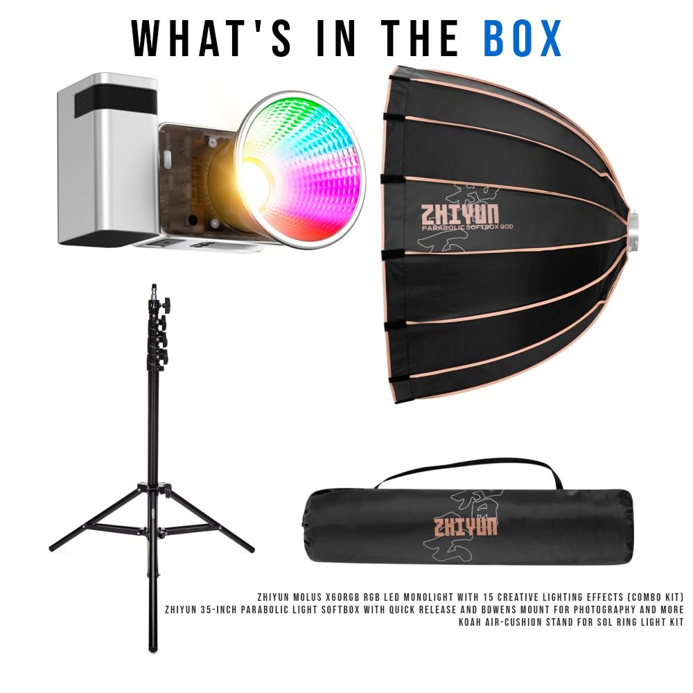 Amazon.com : Zhiyun Molus X60RGB RGB LED Monolight (Combo Kit