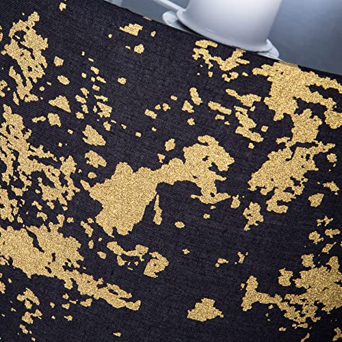 Modern and Unique Black Cotton Fabric Lamp Shade with Gold Shimmer Foil Design for Table or Ceiling Usage | 30cm Diameter | 60w Maximum by Happy Homewares - Image 5