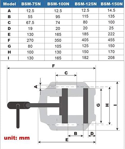 Miniatura 6 de KAKA INDUSTRIAL Tornillo de prensa de taladro, tornillo de sujeción de 4 pulgadas BSM-100N para perforación de precisión, fresado y carpintería