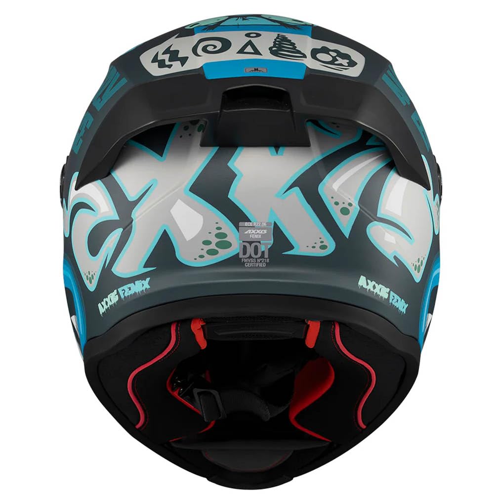 Casco AXXIS Fenix Angry Face Azul Mate - Casco de Moto Integral Unisex Hombre y Mujer - Homologado ECE 22.06