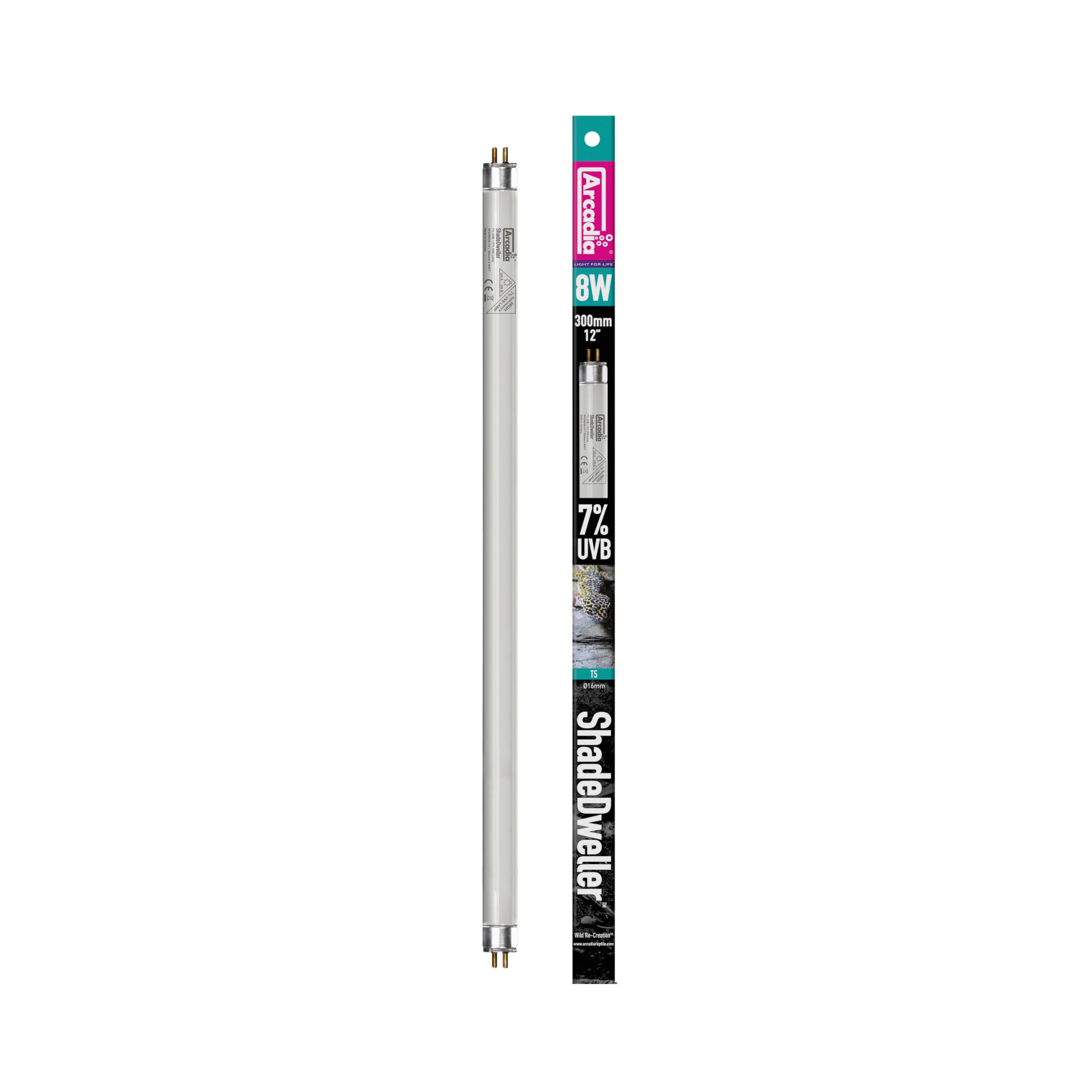 Arcadia 8W Pro T5 UVB Kit, 7% UV ShadeDweller Lamp iluminación para Geckos Leopardo y Otros Animales crepusculares