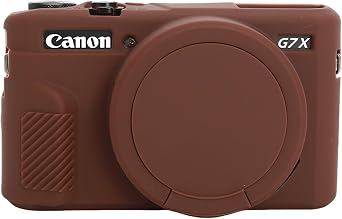 G7X Mark II Case,Soft Silicone Protective Case Ultra-Thin Lightweight for Canon PowerShot G7X Mark II Camera with Removable Lens Cover Coffee