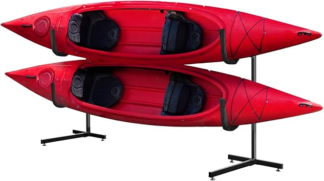 Amazon Xtremepowerus デラックス 自立式 カヤックラック 高耐久 デュアルカヤックストレージラック 高さ調節可能 キャリアスタンド カヤック Sup パドルボード カヌー用 最大荷重160ポンド Xtremepowerus カヤック
