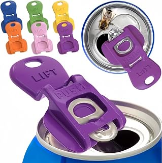 6PCS Colorful Soda Can Openers & Leak-Proof Covers – One-Hand Tab Puller & Reusable Caps for Beer, Coke, Aluminum Cans (6PCS)