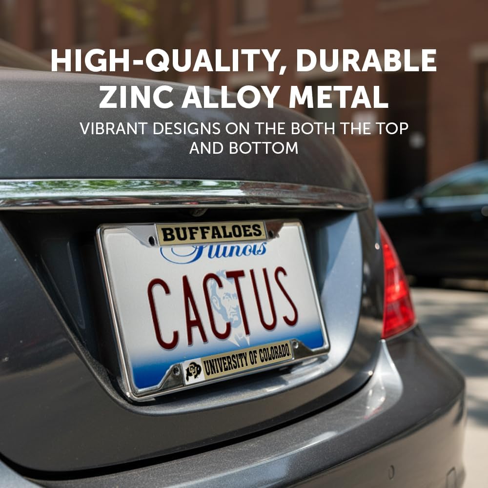 Desert Cactus University of Colorado License Plate Frame Buffaloes Buffs Metal Car Tag Holder for Front or Back of Car Officially Licensed (Mascot) - Image 4