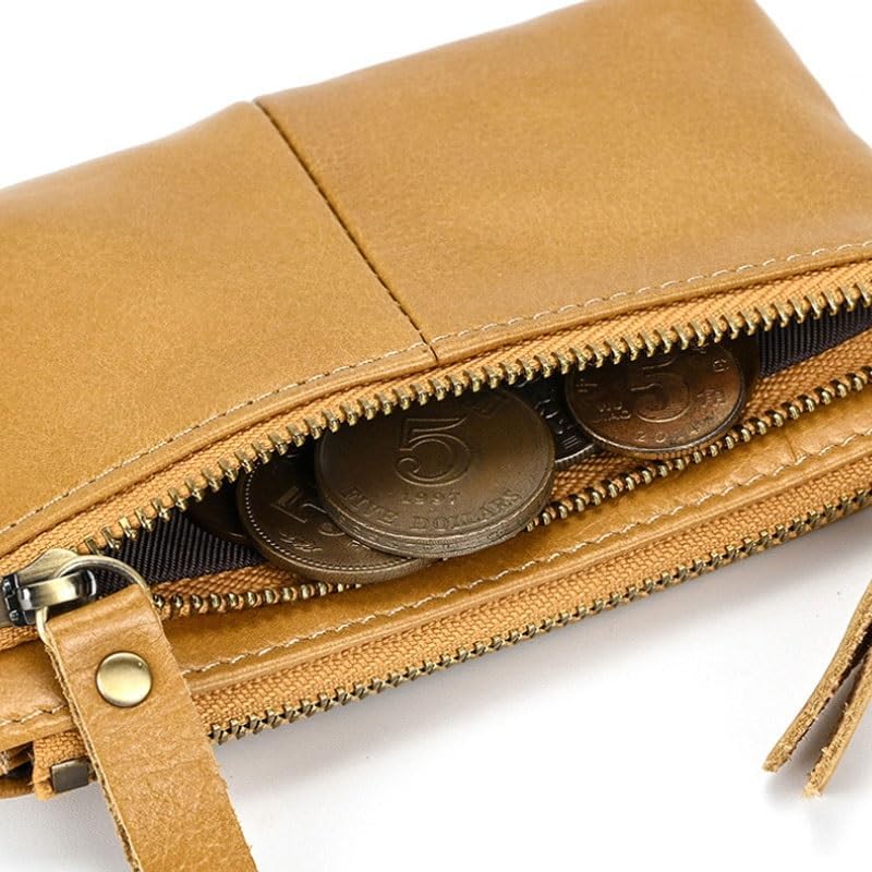 Retro Longstyle Wallet Men's Genuine Leather Vertical Casual Money Clip(Style1)