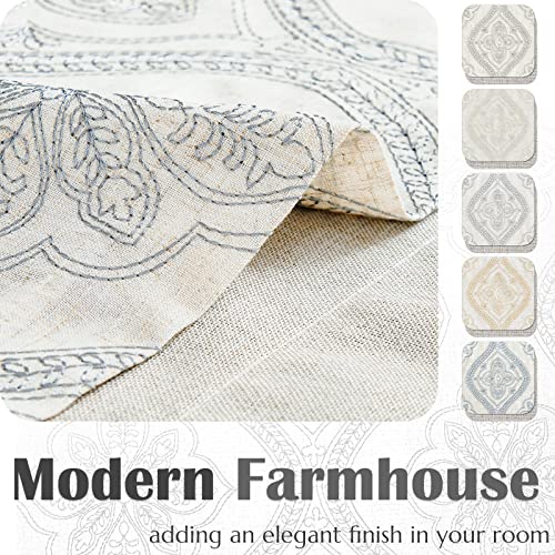 Jinchan Linen Valance Curtain 18 Inches Gray Medallion Damask Embroidered Kitchen Valance For Windows Double Layer Blackout Valance For Living Room Farmhouse Rustic Valance Rod Pocket 1 Panel Grey #TOP6