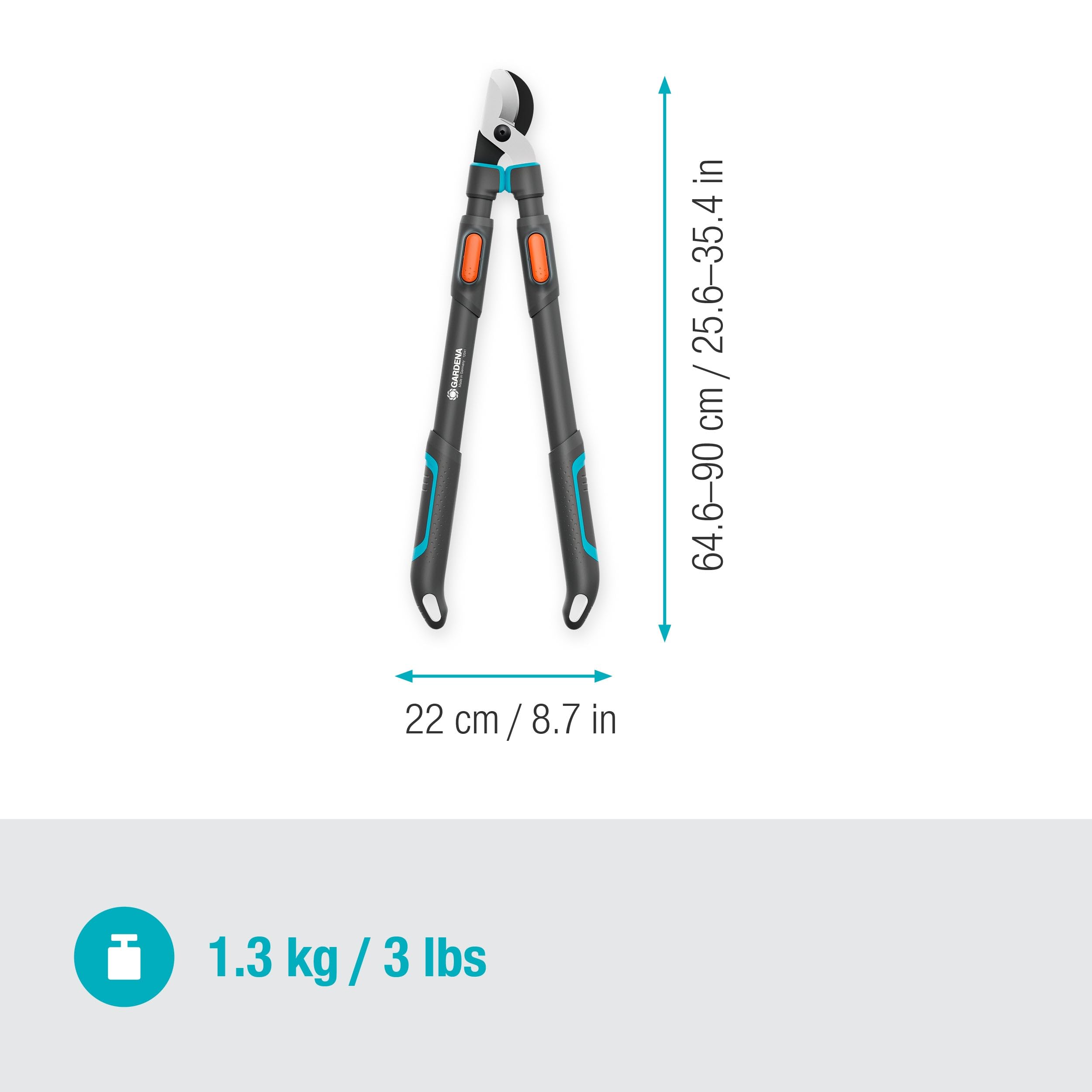 Gardena TeleCut Pro L Teleskop-Astschere für frisches Holz bis 50 mm verlängerbar bis 900 mm