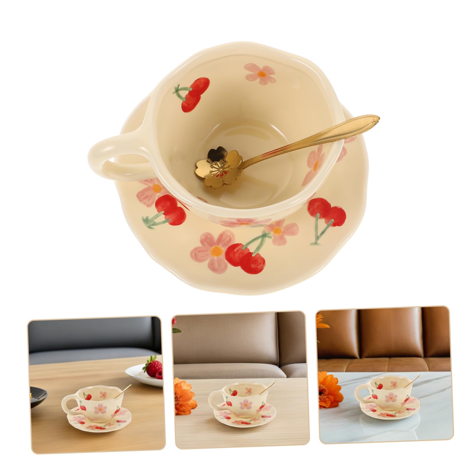 ABOOFAN Tasses à Café à Fleurs Tasses Et Soucoupes Céramique Ensemble De Créatives Déjeuner
