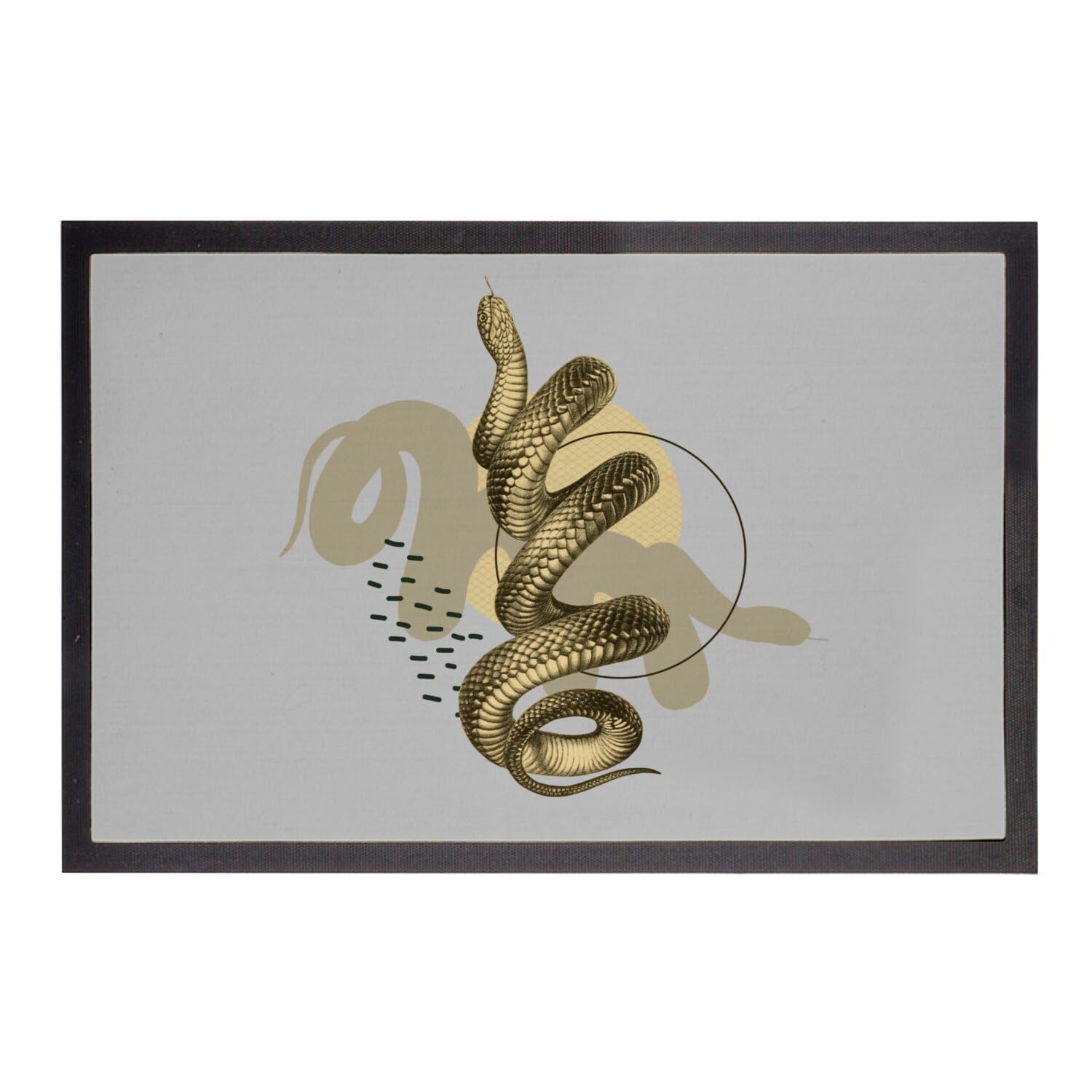 Paillasson gris 75x50 cm pour entrée contemporaine au motif serpent style cabinet curiosités