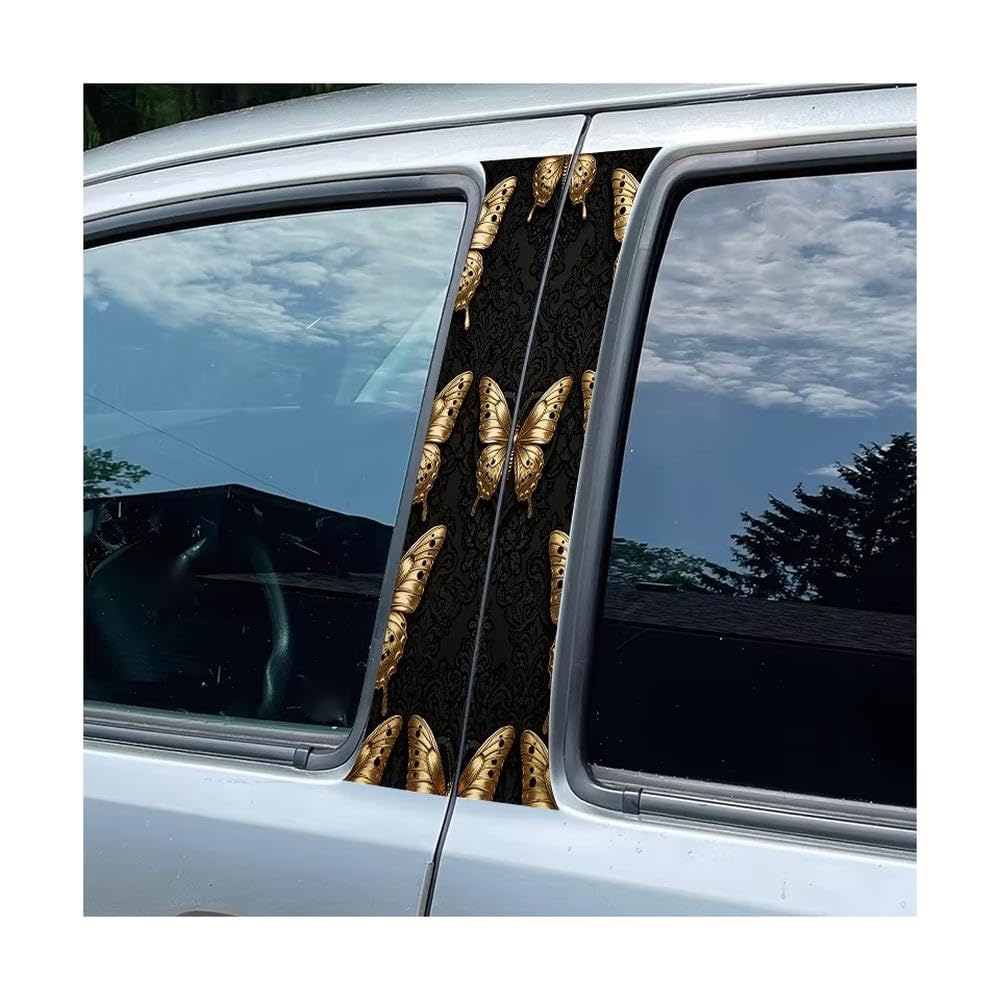 Bertdcx One Color Door Pillar Window Trim Anti Scratch Sticker Golden Butterflies Auto Parts