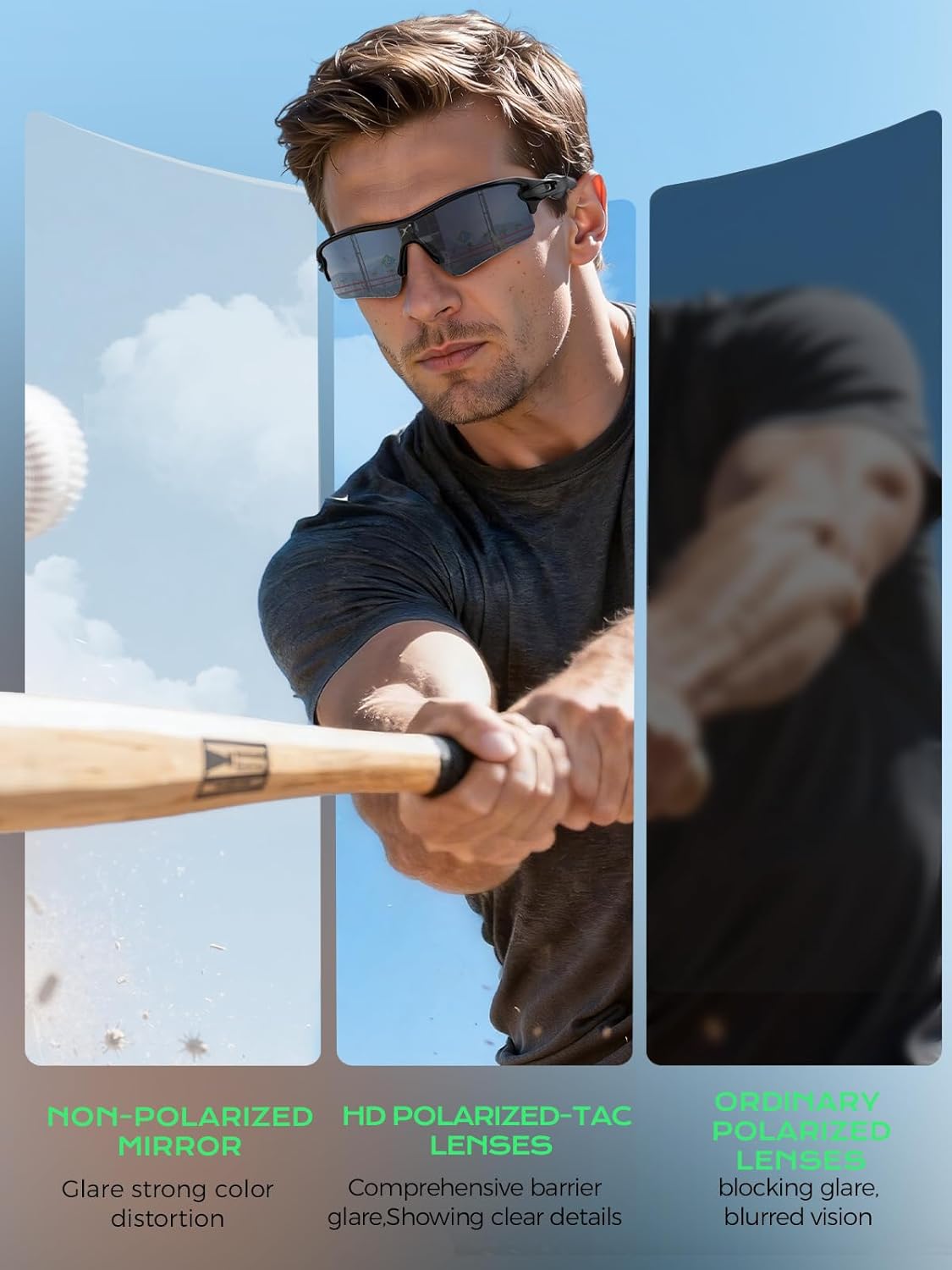 BangLong Polarized Sports Sunglasses for Men Women - UV400 Protection Sun Glasses for Cycling Running Baseball