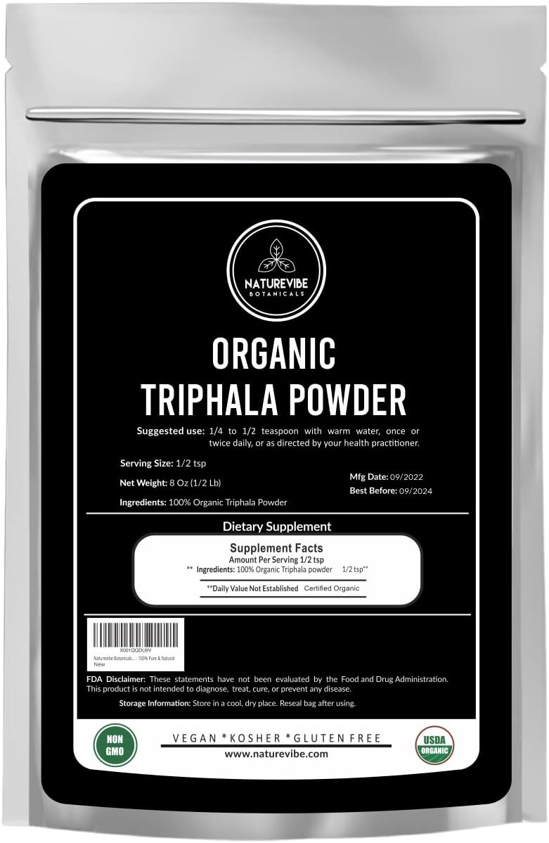 Naturevibe Botanicals Triphala Powder (8 Ounces) - Ayurvedic Formula for Detoxification & Rejuvenation - 100% Pure & Natural | Supports Immunity System