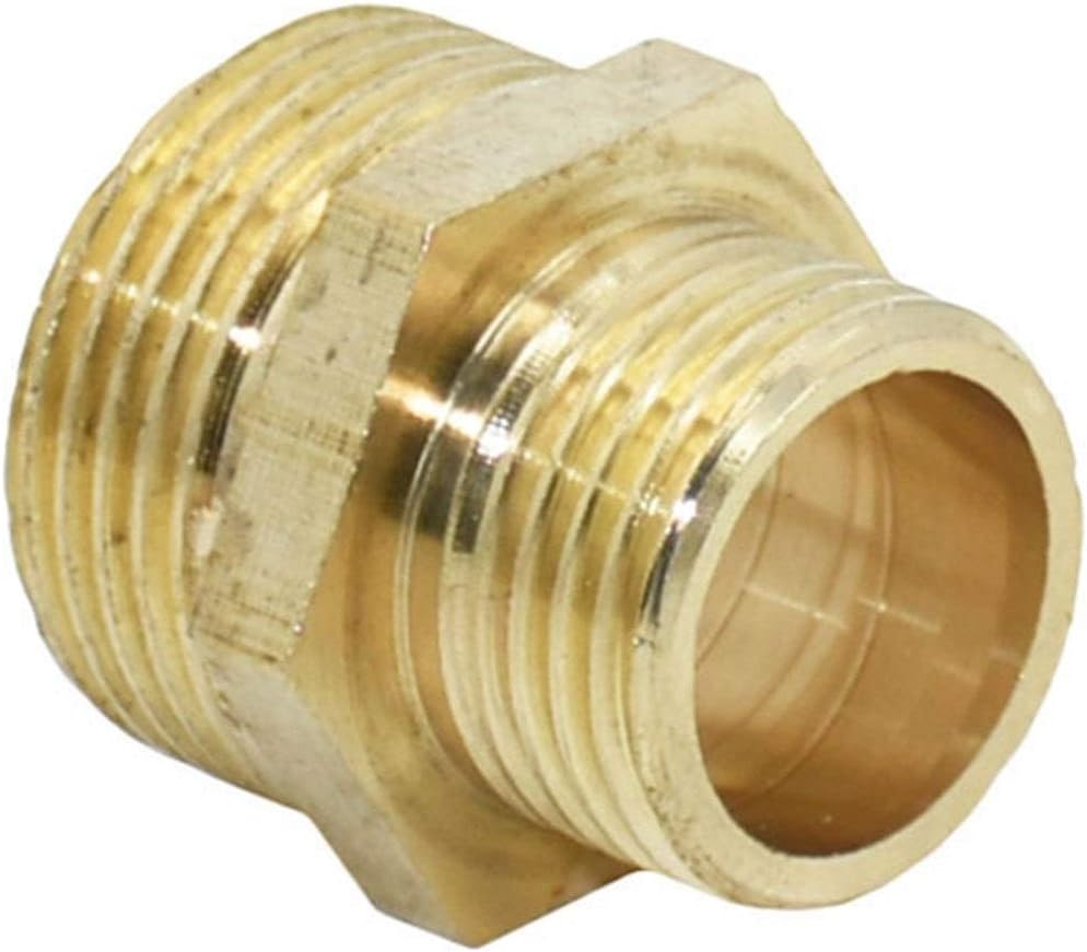 Threaded Connector，Nipple Fitting, Straight Connector，Thread Brass Bushing Reducing Connector，Hose Repair Connector Extender 3/4 to 1/2 External Threaded Joint, Reducing Hose Repair Threaded Adapter F