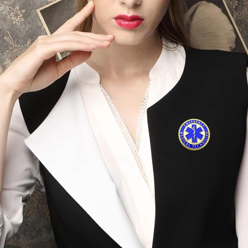 Dianzan Broche Caducée Étoile De Vie Médicale, Broche Ronde Bleue Symbole Ambulancier Paramédical, Broche À Revers pour Médecin Infirmière