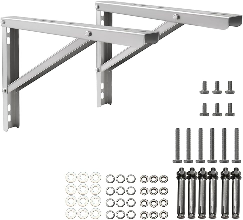 popmoon Wall Mounting AC Brackets up to 440lb/200kg Split Air Conditioner Bracket 21 5/8" Lx16 H Bracket Air Conditioner Bracket Set Adjustble 9000 Btu to 36000 Btu