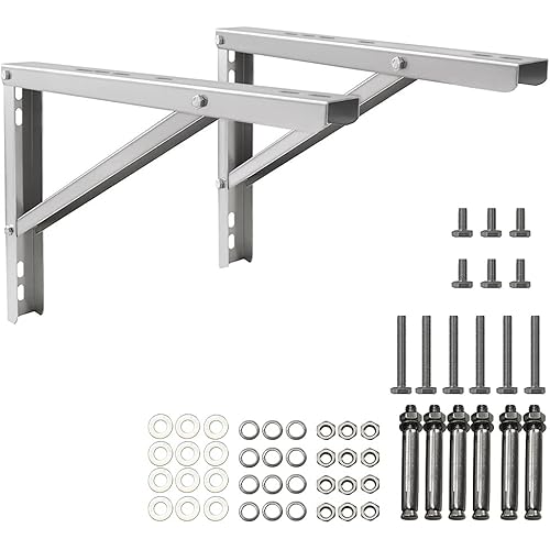 popmoon Wall Mounting AC Brackets up to 440lb/200kg Split Air Conditioner Bracket 21 5/8" Lx16 H Bracket Air Conditioner Bracket Set Adjustble 9000 Btu to 36000 Btu