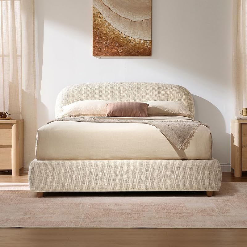 ModernMate Queen Lift Up Storage Bed Frame with Adjustable Headboard, Beige image 3
