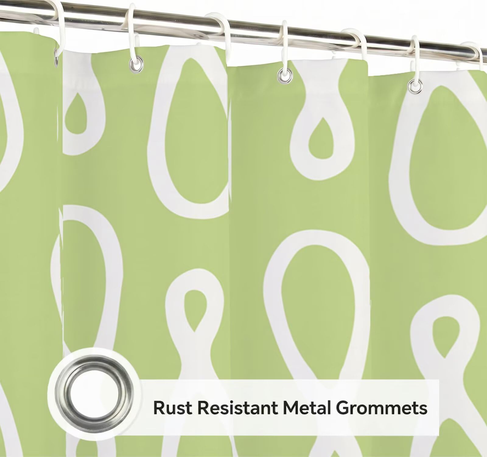 Rideau de Douche 180x240 cm - Tissu Polyester Imperméable Anti-Moisissure - 12 Anneaux Inclus - Ourlet Lesté pour Stabilité - Lavable en Machine - Idéal de Baignoire et Douche - Vert & Blanc Y1#514