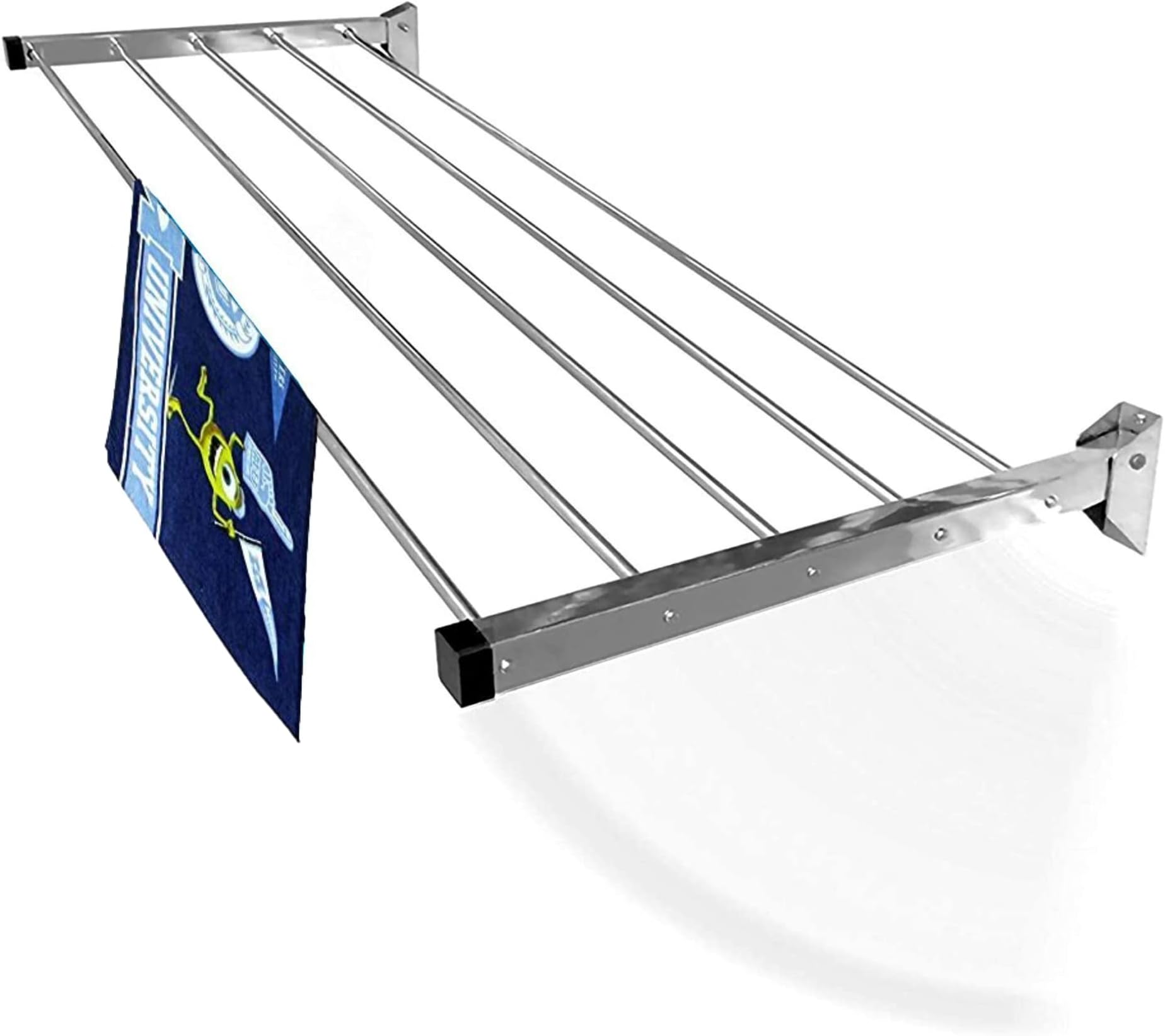 homWell Stainless Steel Heavy Duty 5 Pipe X 3 Feet Wall Mounted Foldable Cloth Drying Stand for Balcony | Cloth Drying Stand