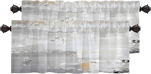 Miniatura 1205 de Cenefas de cocina modernas con patrón de cobre marrón dorado para ventanas, cenefas opacas abstractas de marcas de arañazos y cortinas opacas