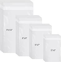 Vista 1 de Kosiz 600 bolsas de celofán transparente de plástico de polietileno para camisas, ropa resellable a granel, paquetes autoadhesivos para envíos