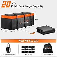 Vista 5 de Bolsa de transporte de carga con enganche, 20 pies cúbicos 100% impermeable, bolsa de equipaje para bandeja de auto (59" 24" 24") con 6 correas