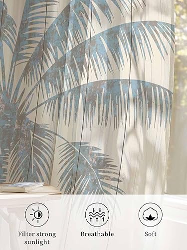 Miniatura 5 de Cortinas semitraslúcidas de 84 pulgadas de largo, con filtro de luz, bolsillo para cortinero, para sala de estar, dormitorio, 2 paneles