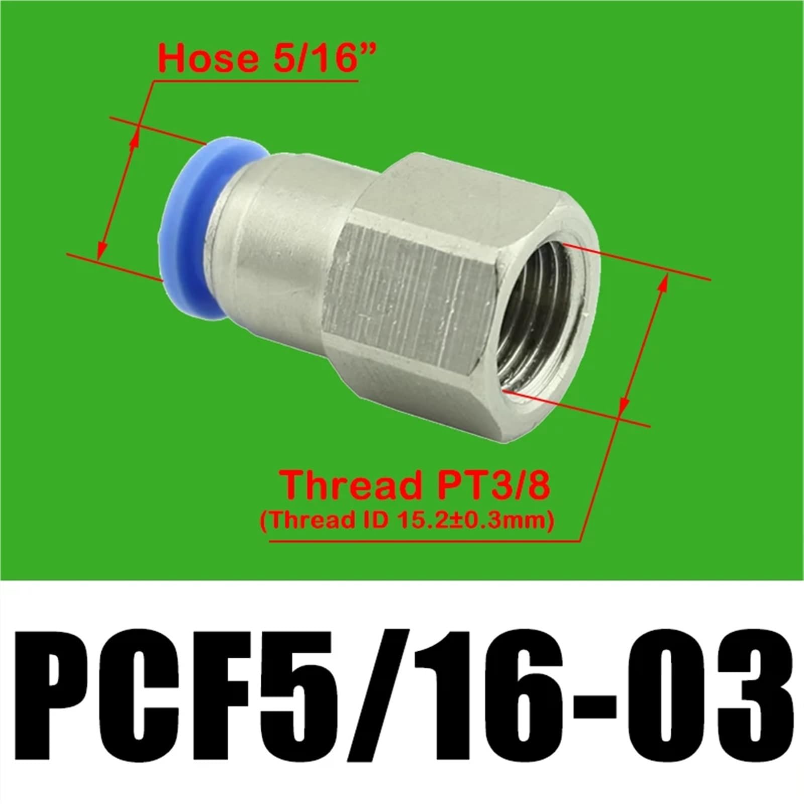 Aria Compressa Attacco 10 pz/lotto BSPT PCF1/4-01 PCF5/16-02 PCF3/8-02 PCF1/2-04 Connettori Pneumatici Femmina Dritto One-Touch Raccordo a sgancio rapido(PCF 5I16-03)