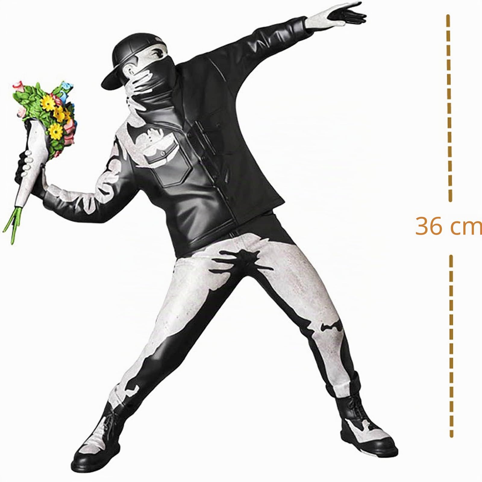 LGYKUMEG Modern Kunst Banksy Statue Harz skulptur Flower Bomber Figur England Street Kunst Skulpturen & Statuen SammelKunst Benutzt für Heimbüro Wohnzimmer Dekorationen Geschenk,Black and Gray