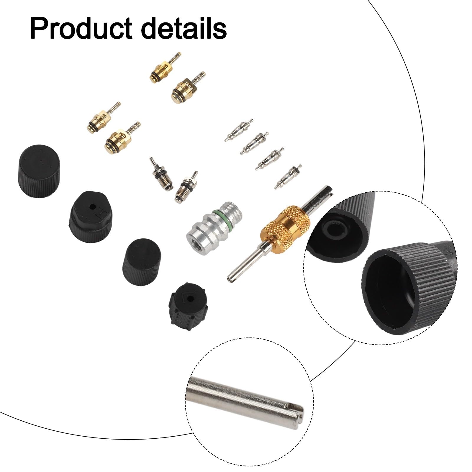 Kit nucleo valvola CA in ottone per R12 per refrigerazione R134a, nucleo stelo valvola aria condizionata con rimozione a doppia testa e polvere