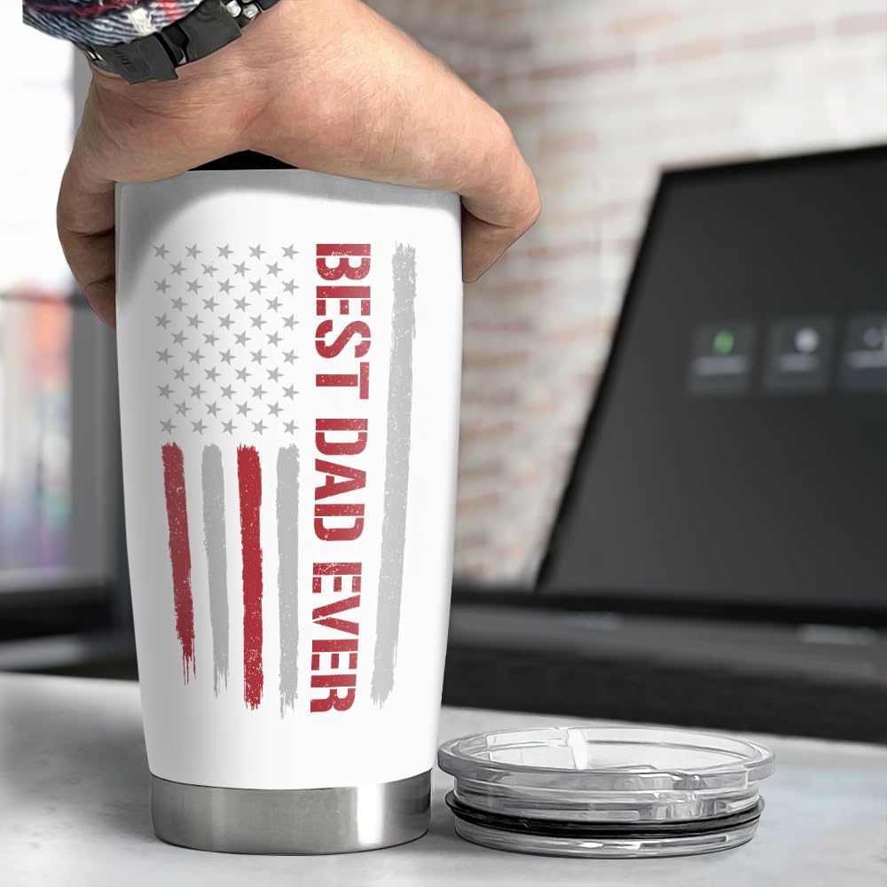 SANDJEST Best Dad Ever 20oz Insulated Tumbler with Lid for Father - Double-wall Insulated Stainless Steel Mug - Coffee Cup for Outdoor Travel Sport Office, Gift for Birthday Father’s Day - Image 3