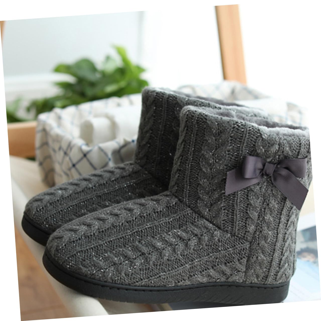 VILLCASE Botas de Casa Mujer Invierno, Zapatillas Antideslizantes