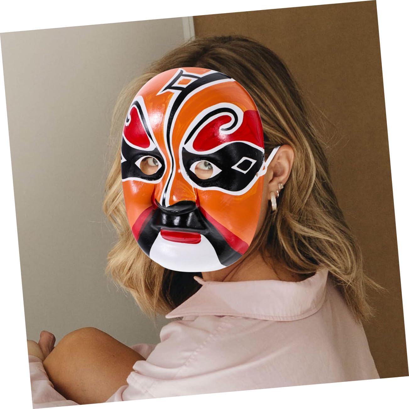 OUNONA 2pcs Chinese Opera Makeup Pendant Mask Wall Decor Party Halloween Accessory
