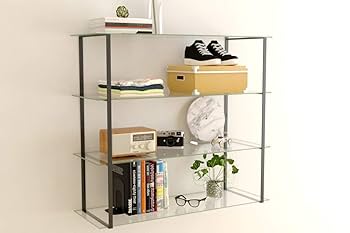 Amazon｜OOKABEGLASS 壁掛けガラス棚 スクエアシェルフ トリプル