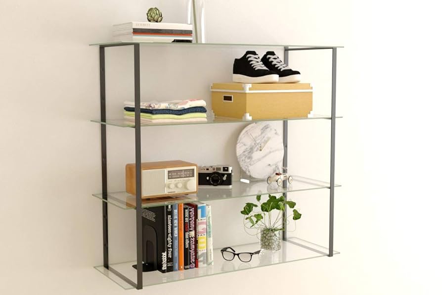 Amazon｜OOKABEGLASS 壁掛けガラス棚 スクエアシェルフ トリプル