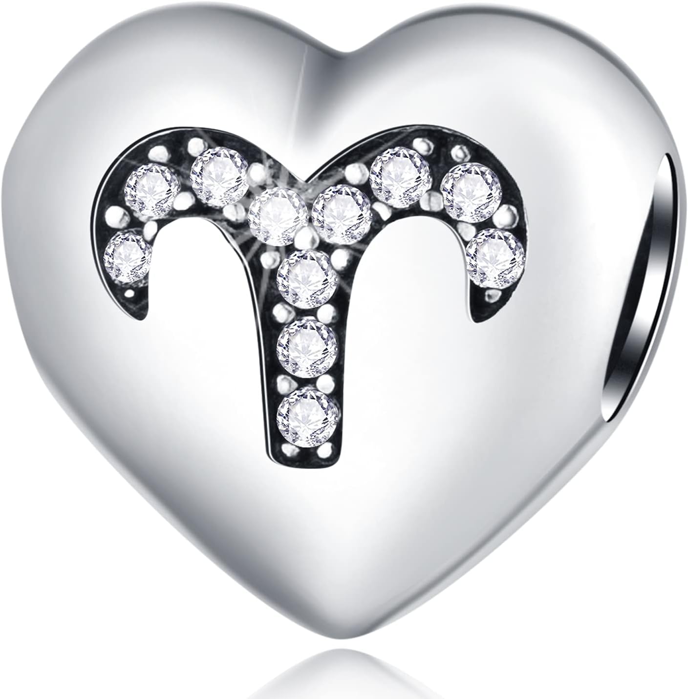 12 Zodiac Signs with Clear CZ Heart Charms, 925 Sterling Silver Constellation Beads, fits European Birthday Bracelet, Gifts for Family/Lover/Friends