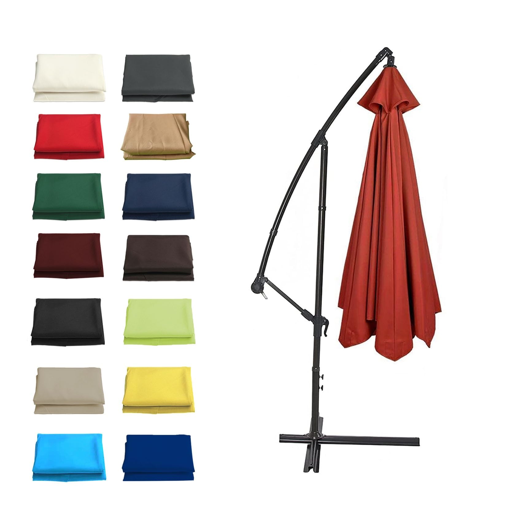 GZDXBF 6 Ribs / 8 Ribs Umbrella Fabric Canopy Cover, 200/270/300cm Patio Umbrella Replacement Cloth Canopy, Easy To Install/Washable/Breathable(Color:Red,Size:6 ribs: 2m/6.5ft)