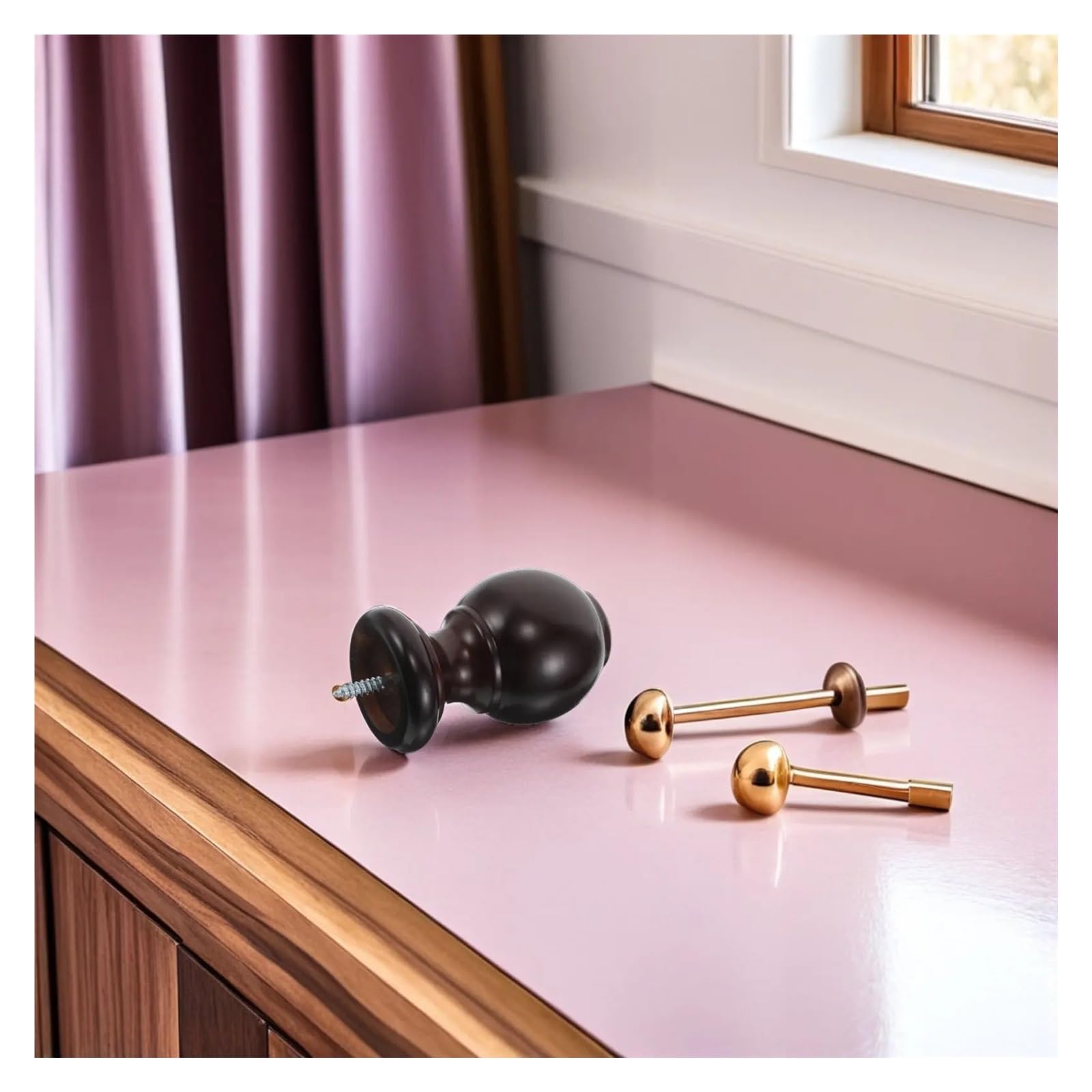 Lot de 4 embouts de tringle à rideaux en bois décoratifs pour tringles à rideaux - Convient pour tringles à rideaux de 29 mm de diamètre - Couleur café élégant