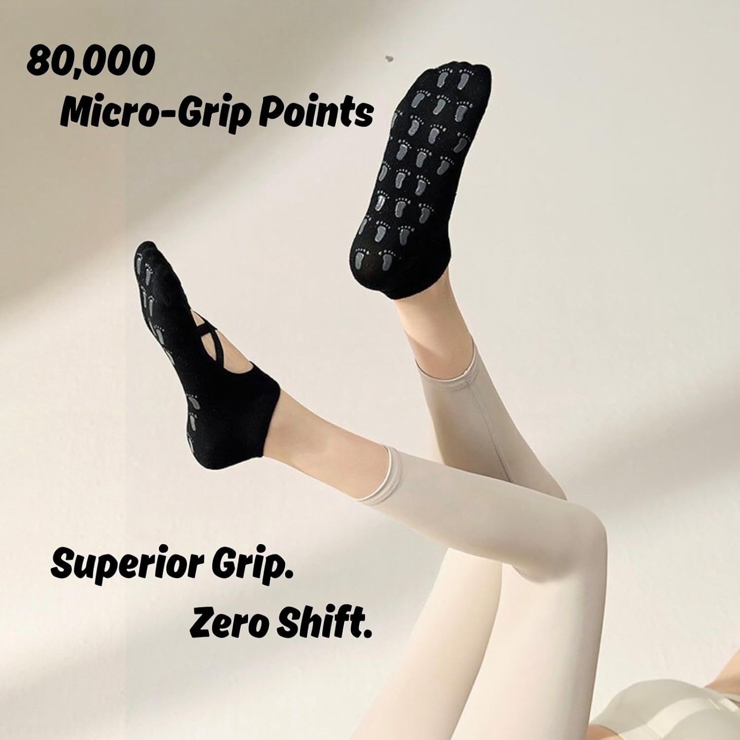 2 Pairs Yoga Socks For Women, Non-Slip Grip Yoga Socks with Cross Straps for Pilates - Image 4