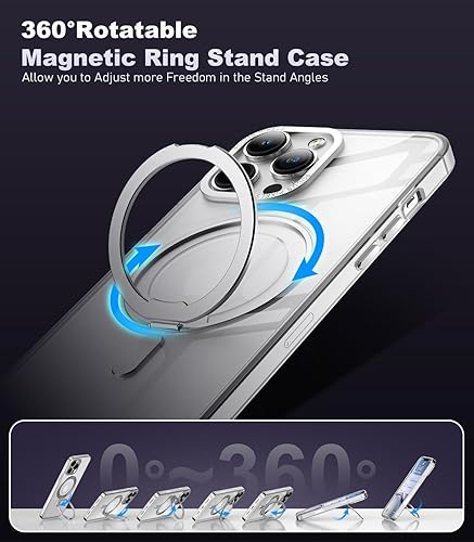 Miniatura 3 de Funda con anillo giratorio de 360 para iPhone 12 Pro Max con soporte magnéticoinvisible, compatible con Magsafe militar estándar contra caídas, a