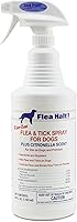 Farnam Flea Halt! Water-Based Flea & Tick Spray for Dogs with Citronella Scent, 40 oz - Kills Fleas & Ticks Fast
