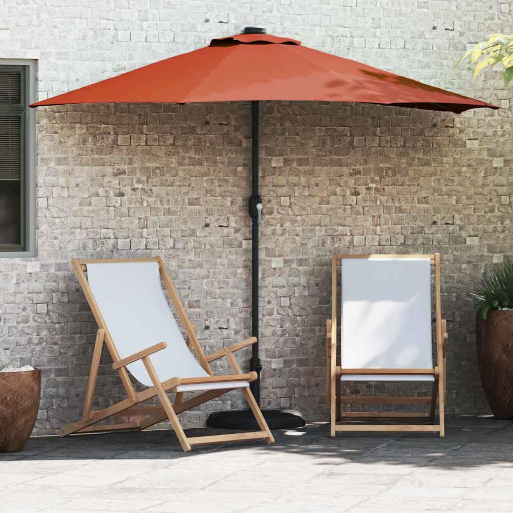 vidaXL Ombrellone da Giardino Mezzano con Luci LED, Tessuto Poliestere Anti-UV e Impermeabile, Manovella Regolabile, Struttura in Alluminio Grigio Scuro, 294 x 150 x 224 cm, Ombrelloni da Patio